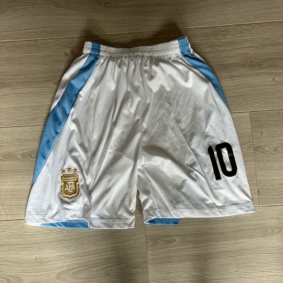 Youth Argentina #10 Soccer Shorts – White/Blue AFA Design EUC - Picture 1 of 4
